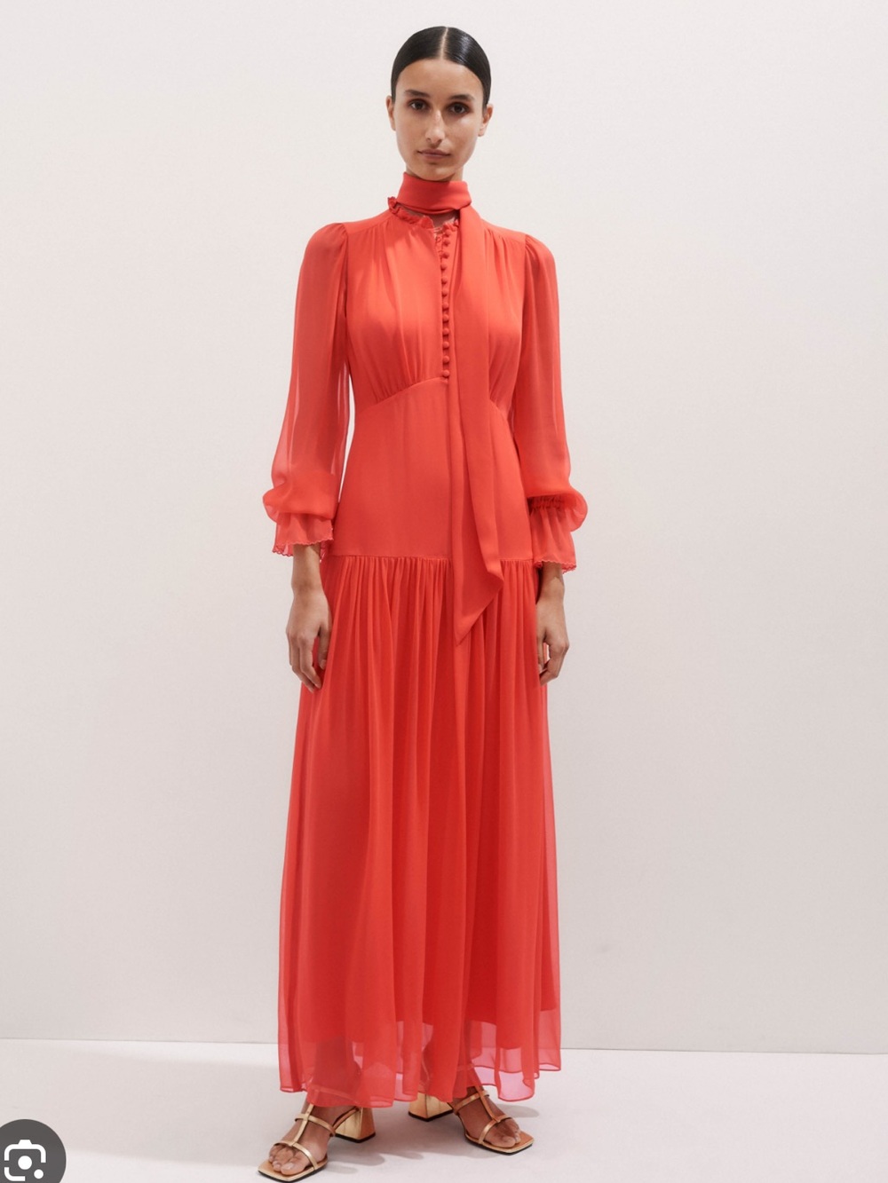 Me+Em Silk Full-Length Dress Silk Papaya Orange